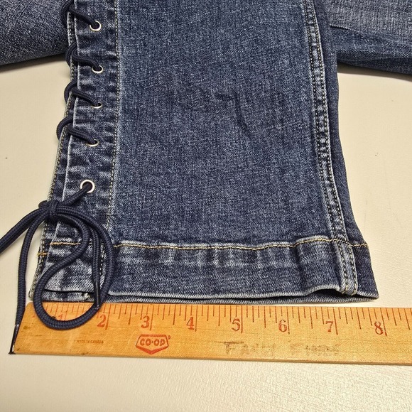 Oliver Logan Mulberry Jeans Womens 28 Blue Lace Up Straight Leg Medium Wash - Picture 13 of 14
